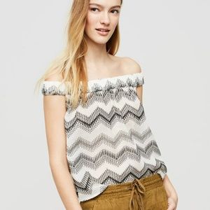 LOU & GREY Chevron Striped Off Shoulder Tank